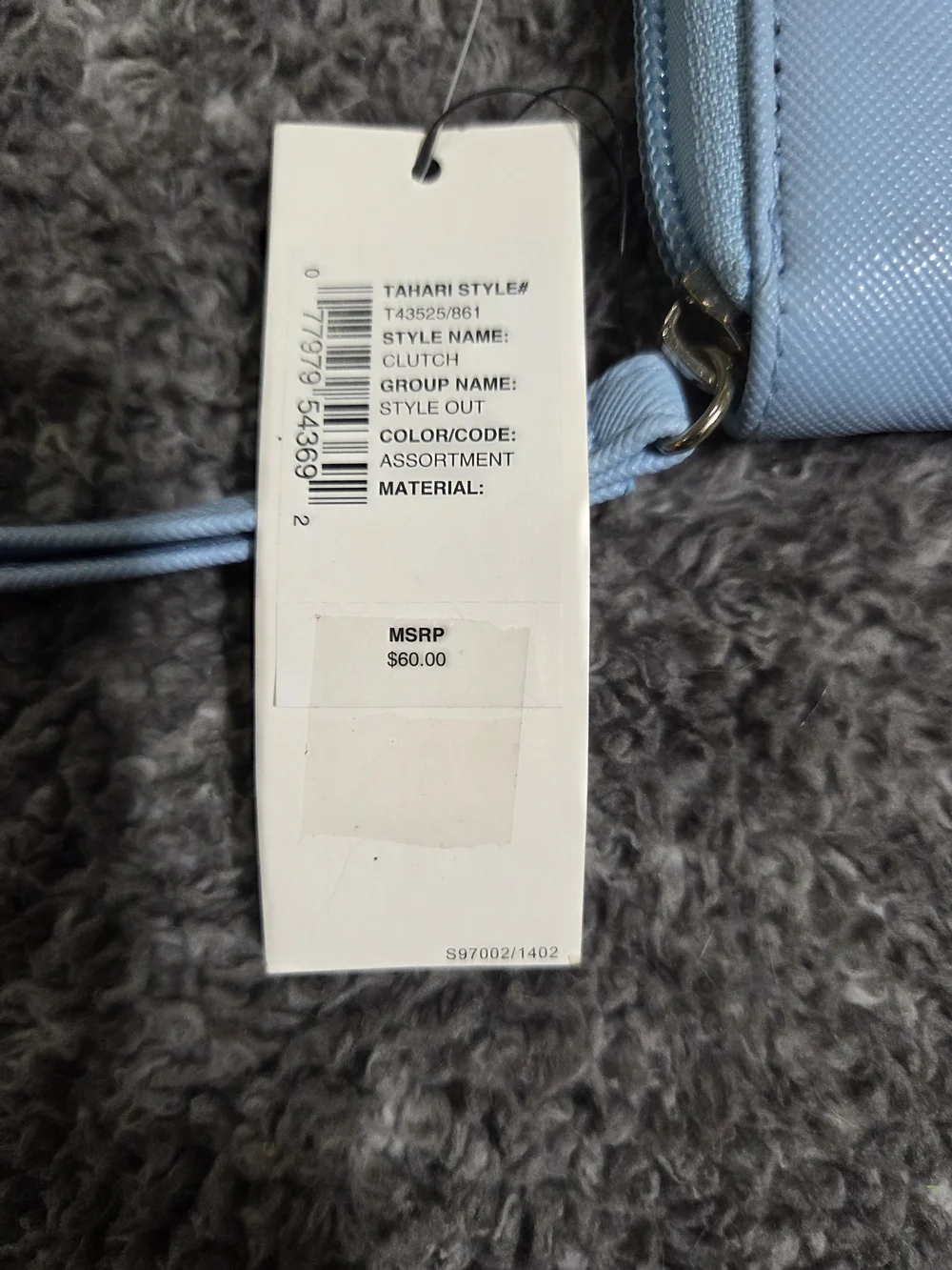 Tahari Light Blue Zip-Around Wallet with Snap Tab